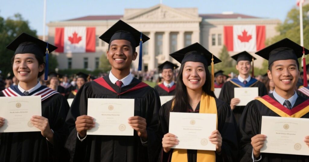 International students graduating from Canadian universities with scholarship funding