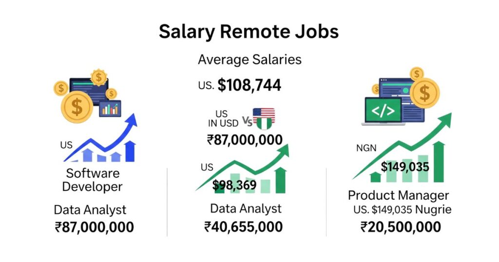 Tech remote jobs salary comparison infographic - highest paying online jobs in Nigeria