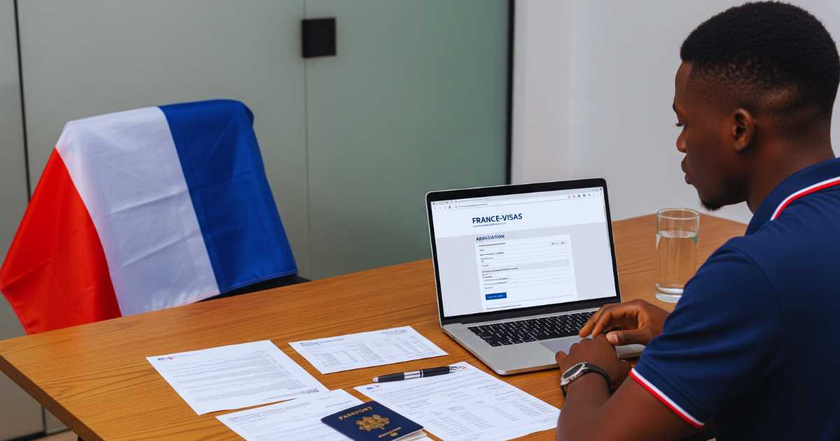 French Student Visa renewal online application process for Nigerian students using laptop computer