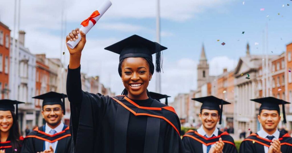 Nigerian graduate celebrating successful Irish Student Visa journey and graduation in Ireland