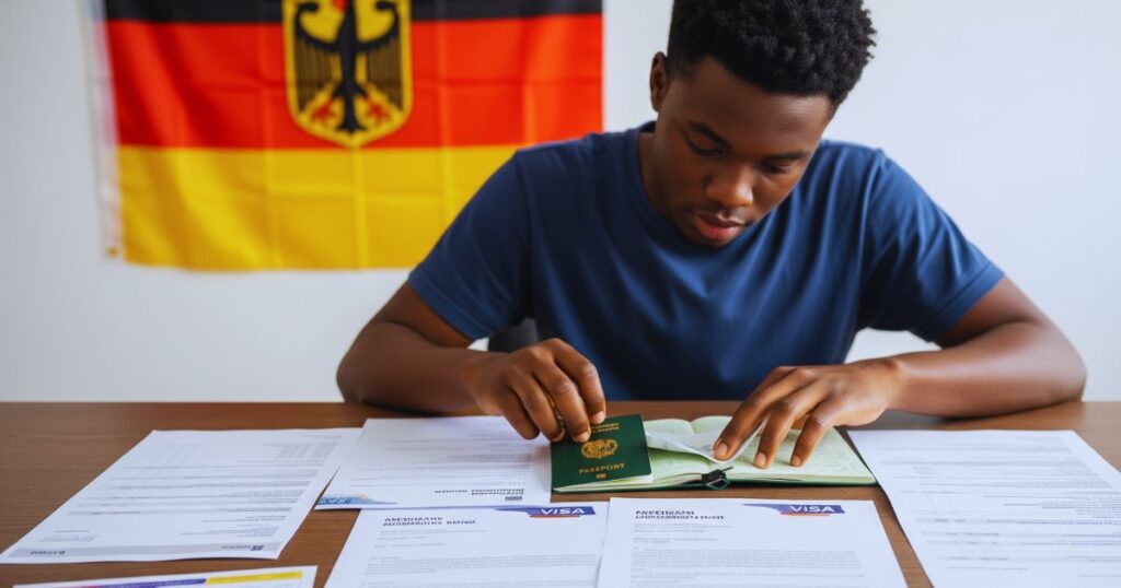 Nigerian student preparing documents for German Student Visa application