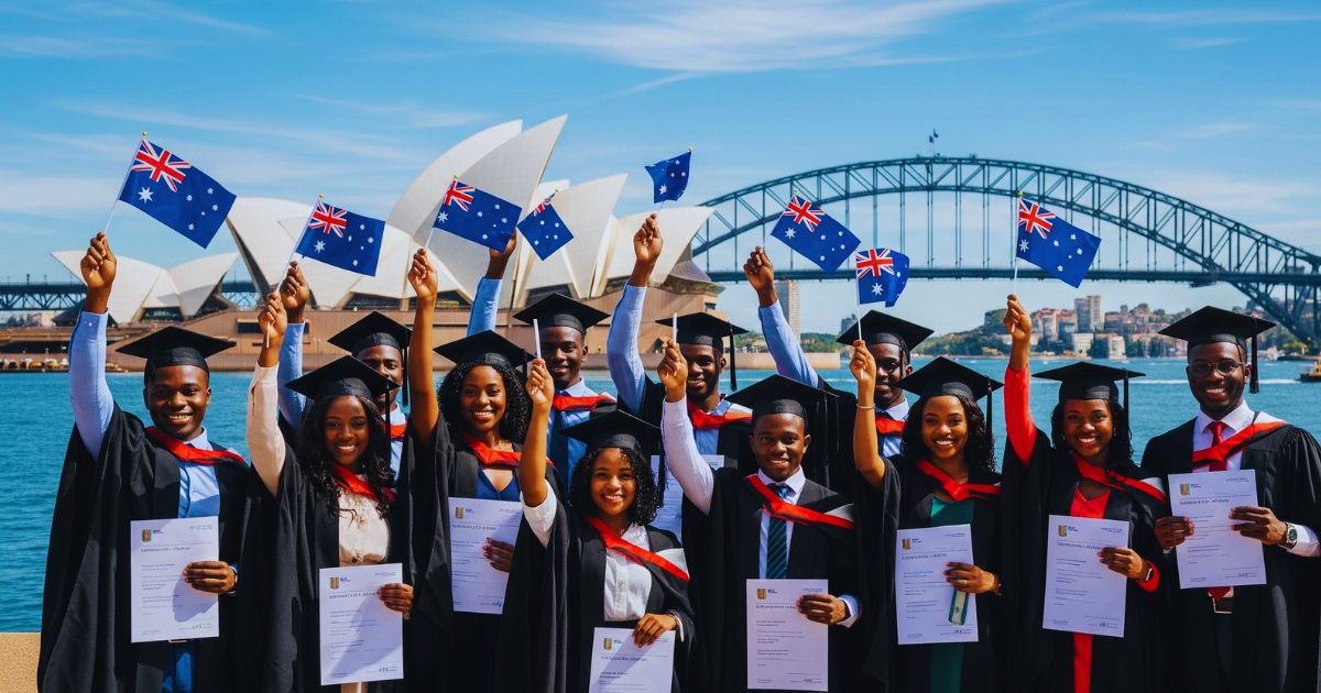 Nigerian students celebrating Australian Student Visa approval in Sydney - complete guide to visa requirements