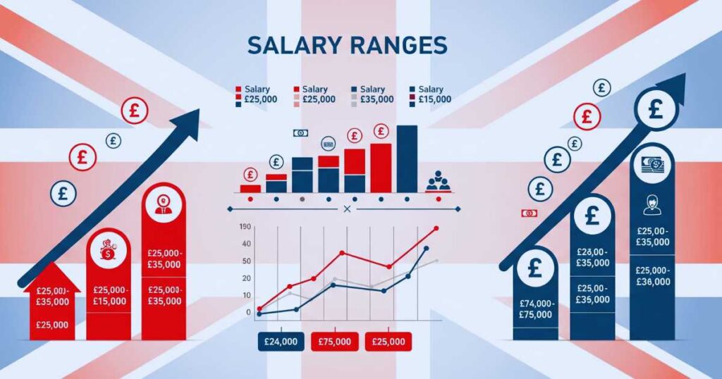 Salary comparison chart for UK jobs with visa sponsorship across different industries