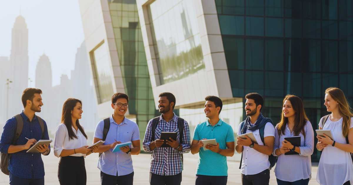 UAE Student Visa holders at university campus in Dubai